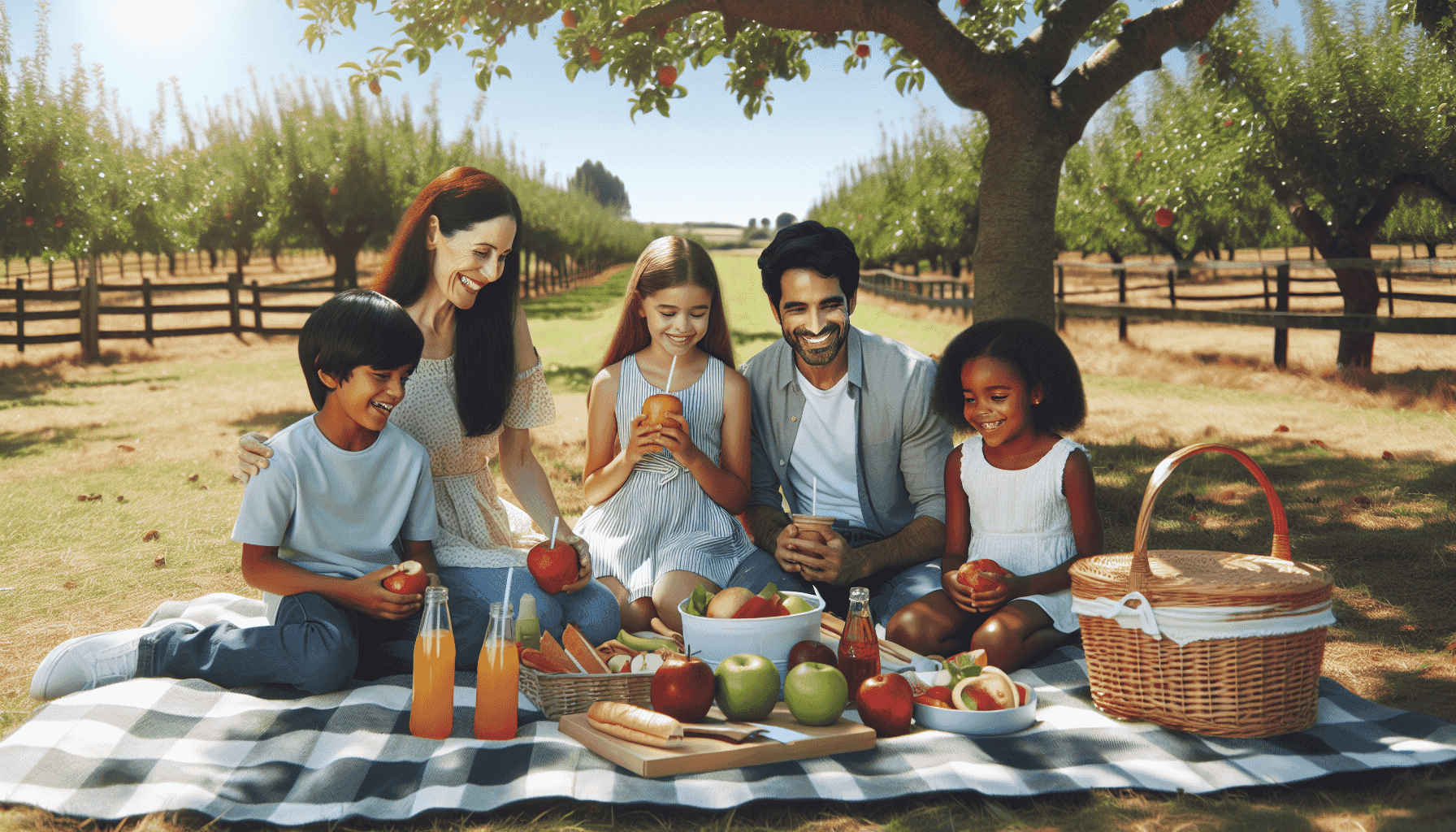 Family picnic on the farm