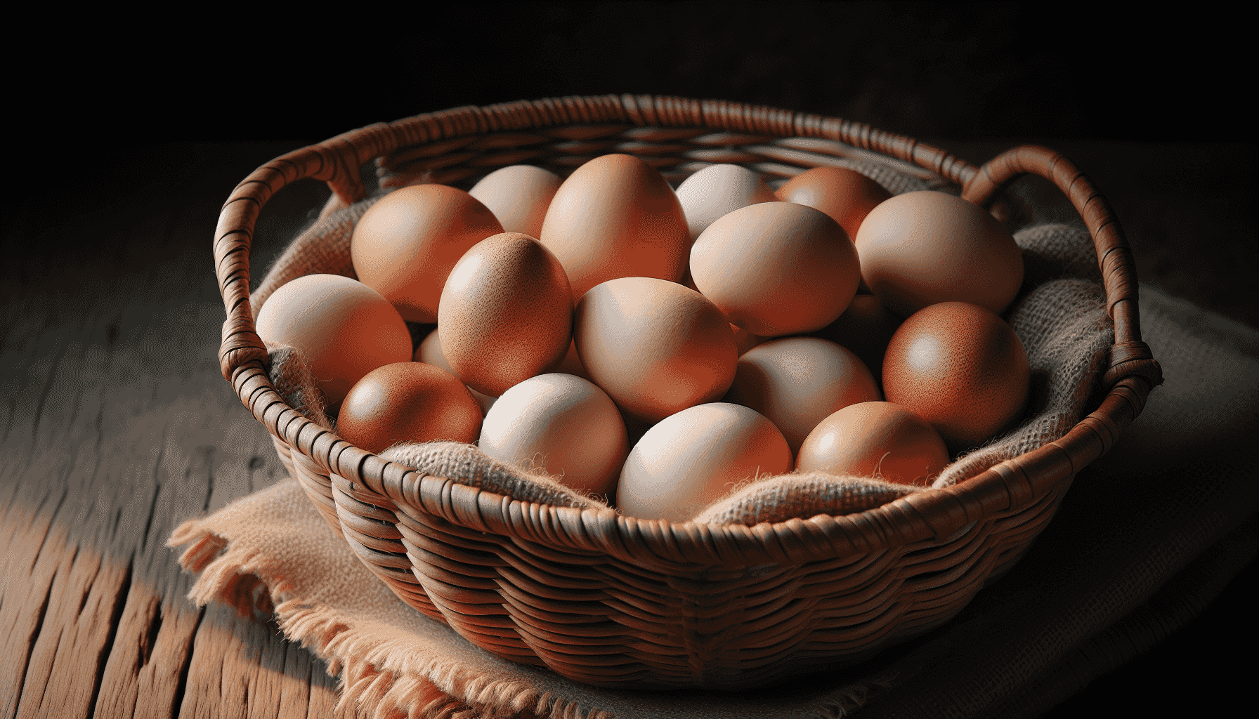 Fresh eggs in a basket
